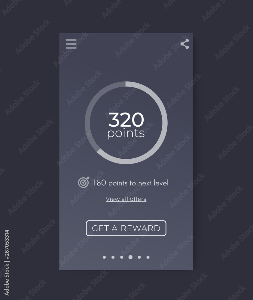 Wall mural reward app interface, mobile ui design, vector