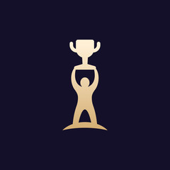 Success vector icon with man and trophy