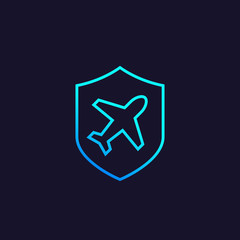 Travel insurance vector linear icon