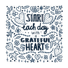 Start each day with a grateful heart poster.