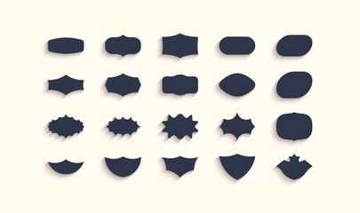 Set of empty geometrical shapes. Collection of design elements. Vector illustration for badge, label or sticker.