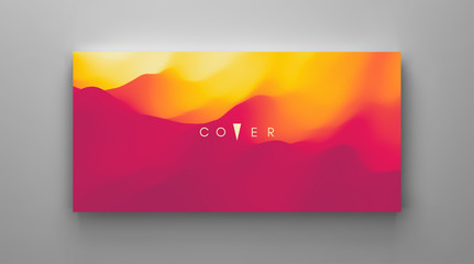 Naklejka premium Mountain landscape with a dawn. Sunset. Mountainous terrain. Hills silhouette. Abstract background. Vector illustration.