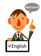 Naklejka premium 案内 「英語対応可」 オフィス
