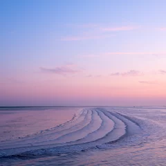 Zelfklevend Fotobehang waddenzee or wadd sea during sunset seen from jetty of ameland ferry © ahavelaar