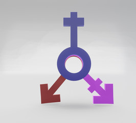 Fototapeta premium 3d illustration of Male, Female and Trangender sexual orientation icons. 