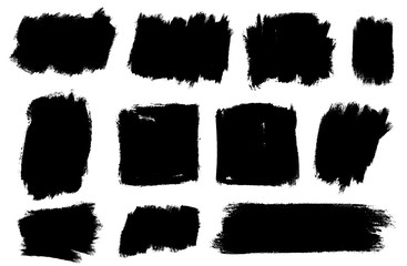 Set of thick brushstrokes. Irregular drawing strokes. Vector brush stroke background.