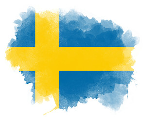 Schweden Wasserfarben Flagge