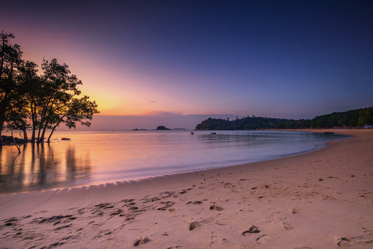 Wonderful Sunset moment at Pelawan beach karimun Indonesia