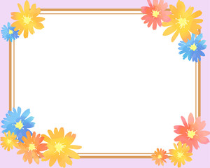 紫の背景　ベクター素材　花パーツ　イラスト　メッセージカード