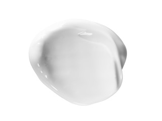 White cosmetic cream smear isolated on white background. Makeup foundation smudge. BB, CC cream...