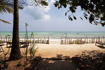 Beautiful beach in Zanzibar island,Tanzania,view from the resort