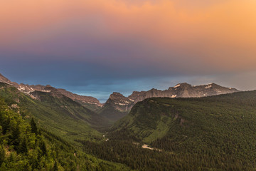 orange sunset in the mountains