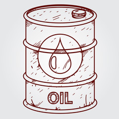 A barrel of fuel. Outline drawing.