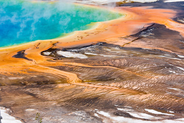 Tongues of the grand prismatic spring, Yellowstone National Park, Wyoming, USA	
