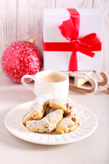 Christmas crescents cookies with berries and nuts