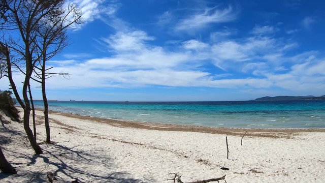 Panoramic view of Maria Pia beach in Alghero. Sardinia, Italy