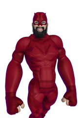 super hero cartoon with beard on suit