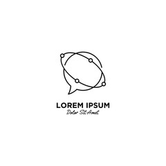 Techno Chat logo vector icon illustration line outline monoline