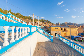 Sicuani Peru colored terraces in small square of Pampacucho