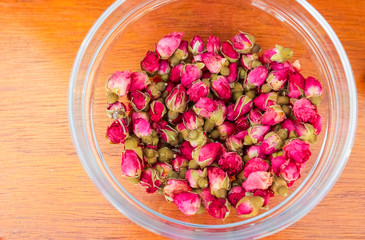 Dried rose buds for cosmetics, food, medicine and perfume