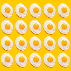 fried eggs on a yellow background