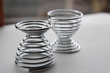 metal spring effect egg cups