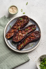 Grilled eggplant with Miso Glaze or nasu dengaku. Japanese food