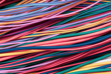 Bunch of colorful electrical cable and wire