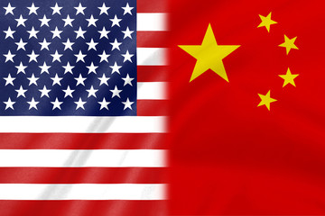 flags of half usa with half china