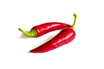Fotobehang Hot red chili pepper on white © roundex