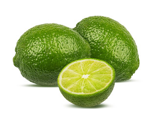 Fresh lime isolated on white background with clipping path