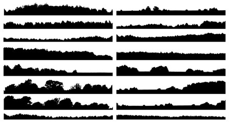 Set of forest isolated silhouettes