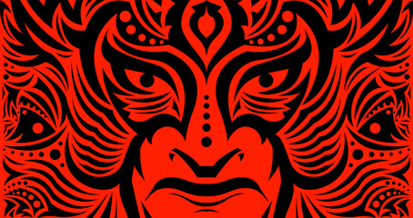 Tribal Eyes Mask Face vector illustration, Tattoo style Warrior.