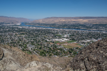 Panorama of Wenatchee and East Wenatchee from Saddle Rock trail