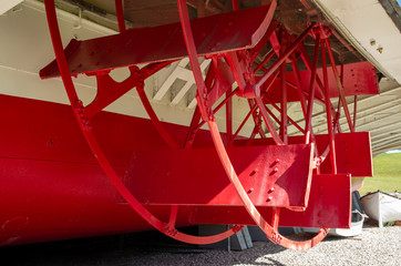 closeup of a side paddle paddle wheel