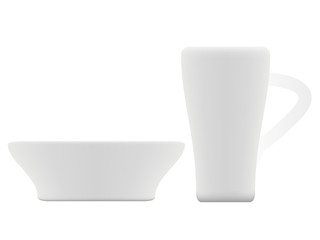set of cup on white background