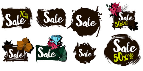 Vector sale tag with discount label. Promotion coupon retail collection banner.