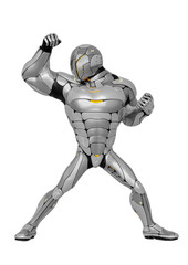 sci fi astronaut cartoon ready for war in a white background