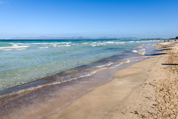 Playa de Muro beach located next to the most popular Alcudia beach in Mallorca