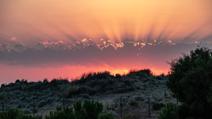 sunset in mountains