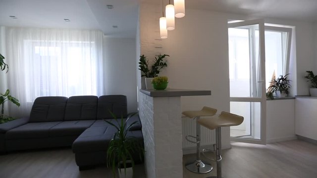 3D rendering. modern living room in townhouse