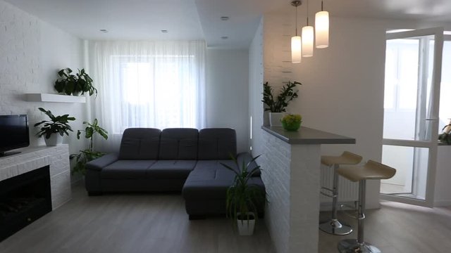 Decorations Appearing in the Cozy Modern Apartment. Room Furnishing Concept.