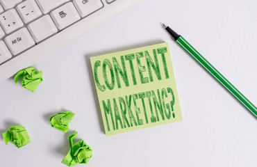 Conceptual hand writing showing Content Marketing question. Concept meaning involves creation and...