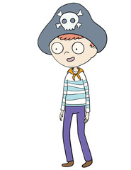 hand drawn Halloween boy in pirate costume