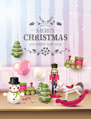 Christmas wooden toys greeting card