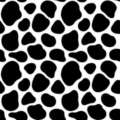 Vector illustration, cow spots seamless pattern. Black color.