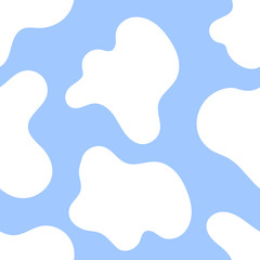 White cow spots on blue background seamless pattern or animal print or dalmatian dog stains. Vector illustration Eps 10