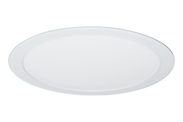 white round ceiling lamp with frosted glass, side view, on a white background