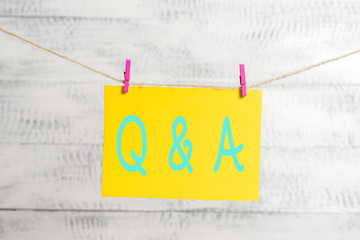 Conceptual hand writing showing Q And A. Concept meaning defined as questions being asked and...