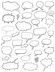 Fototapeta premium set of hand drawn speech bubbles